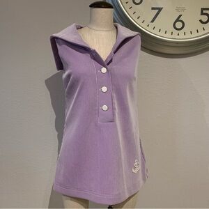 Vintage Searsucker Style Sleeveless Blouse with Sailor Collar